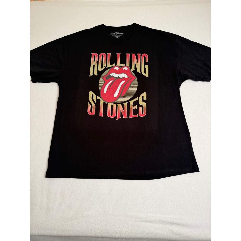 Rolling Stones Graphic T-Shirt Mens 2X Black Cotton Band Tee Tongue Logo 2024